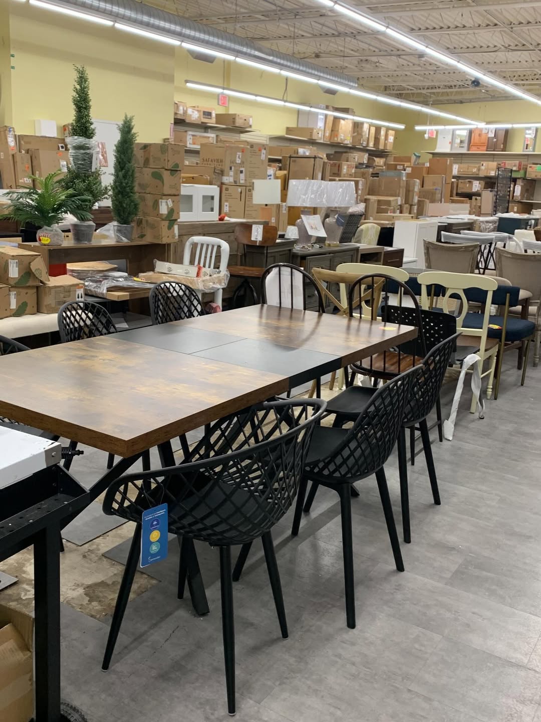 ABC Home Outlet warehouse interior with stocked aisles
